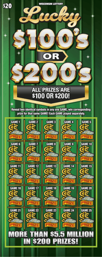 LUCKY $100S OR $200S scratch-off ticket