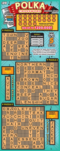 POLKA CROSSWORD scratch-off ticket
