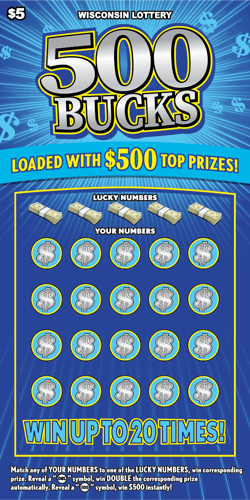 500 BUCKS scratch-off ticket
