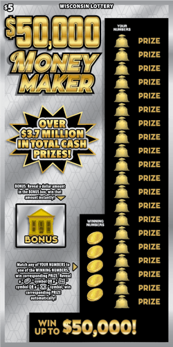 $50,000 MONEY MAKER scratch-off ticket