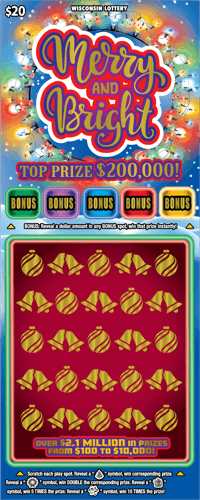 MERRY AND BRIGHT scratch-off ticket