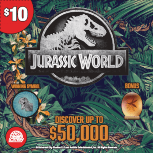 JURASSIC WORLD scratch-off ticket