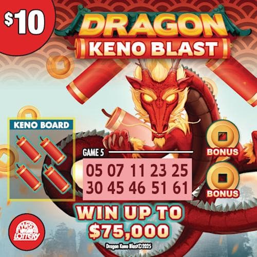 DRAGON BLAST - UNDERWATER KENO scratch-off ticket
